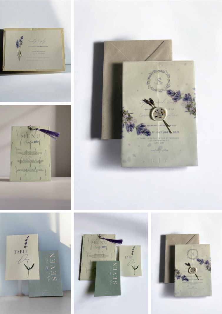9.Lavander Wedding Invitation